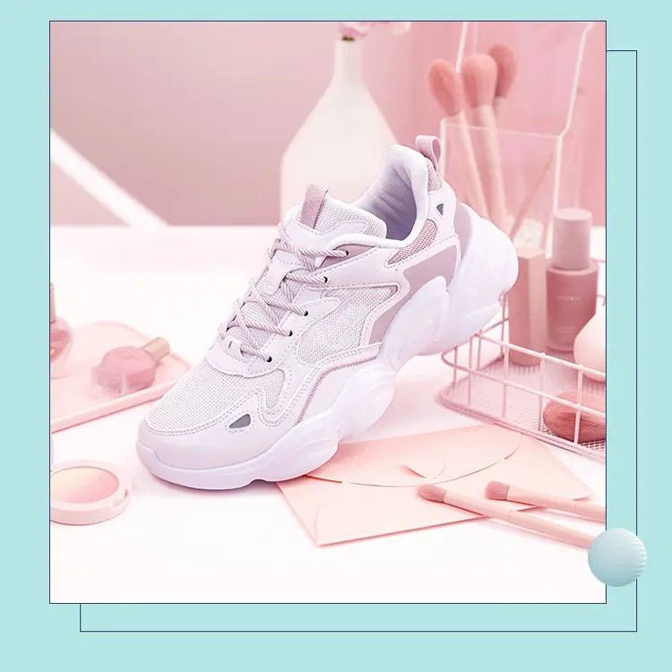 Custom Comfortable Zapatos Deportivos Pink Lovely Styles Sneaker Sports Platform Shoes for Women