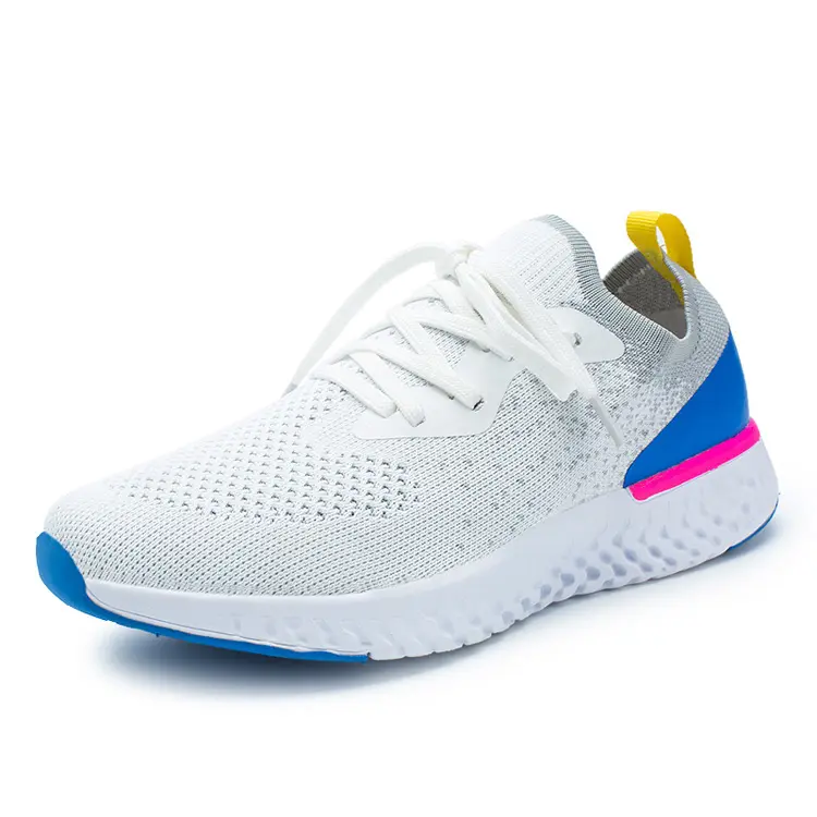 China Supplier Men Lady Comfortable Jogging Flat Breathable Knit Sneakers Sport Running Shoes Woman